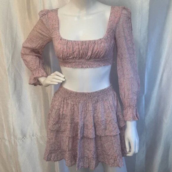 Princess Polly Pink Floral Crop Top and Skirt Set - Picture 3 of 9